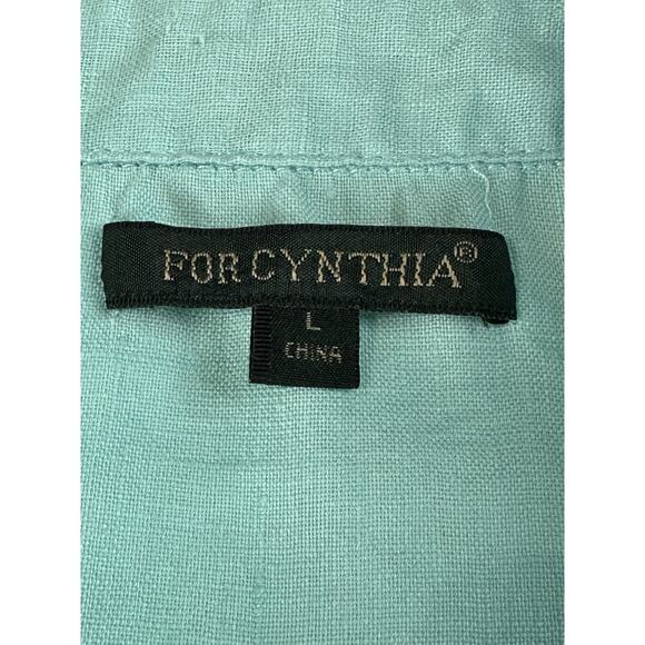 Anthropologie For Cynthia By Cynthia Rowley 100% Linen Sleeveless Top L Aqua - Picture 8 of 14